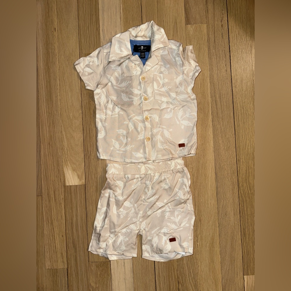 7 For All Mankind Linen baby two-piece outfit set
